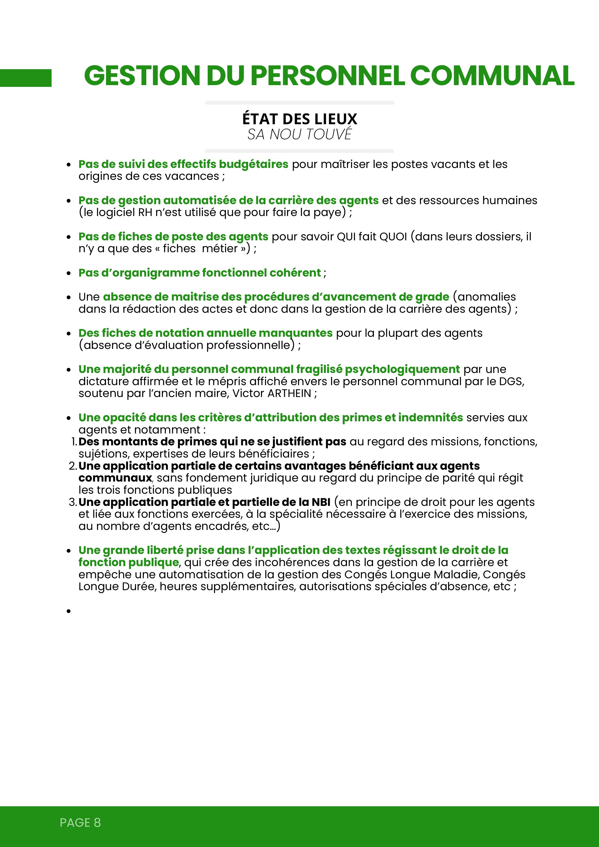 Gestion du personnel communal — État des lieux