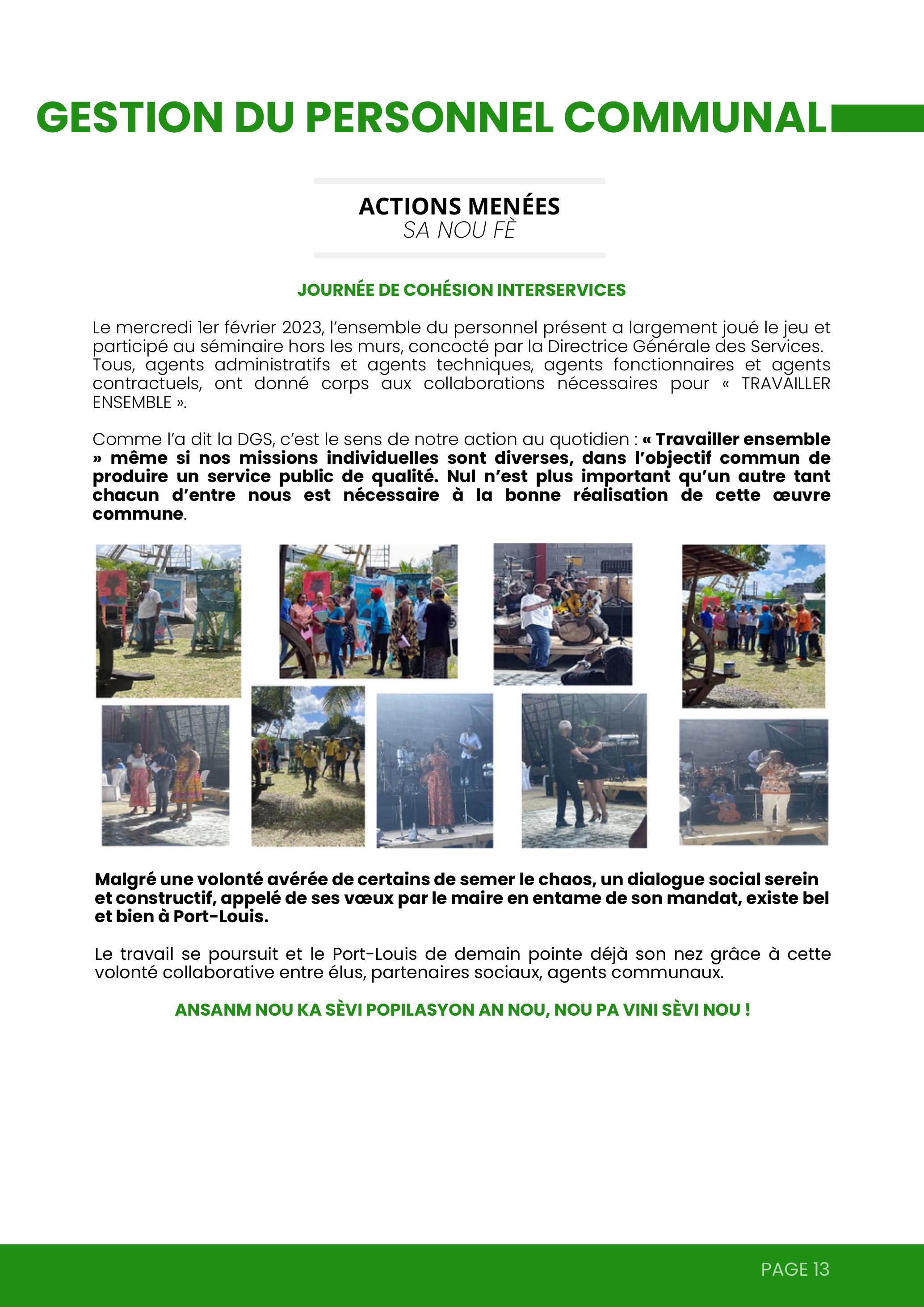 Personnel communal — Journée de cohésion interservices