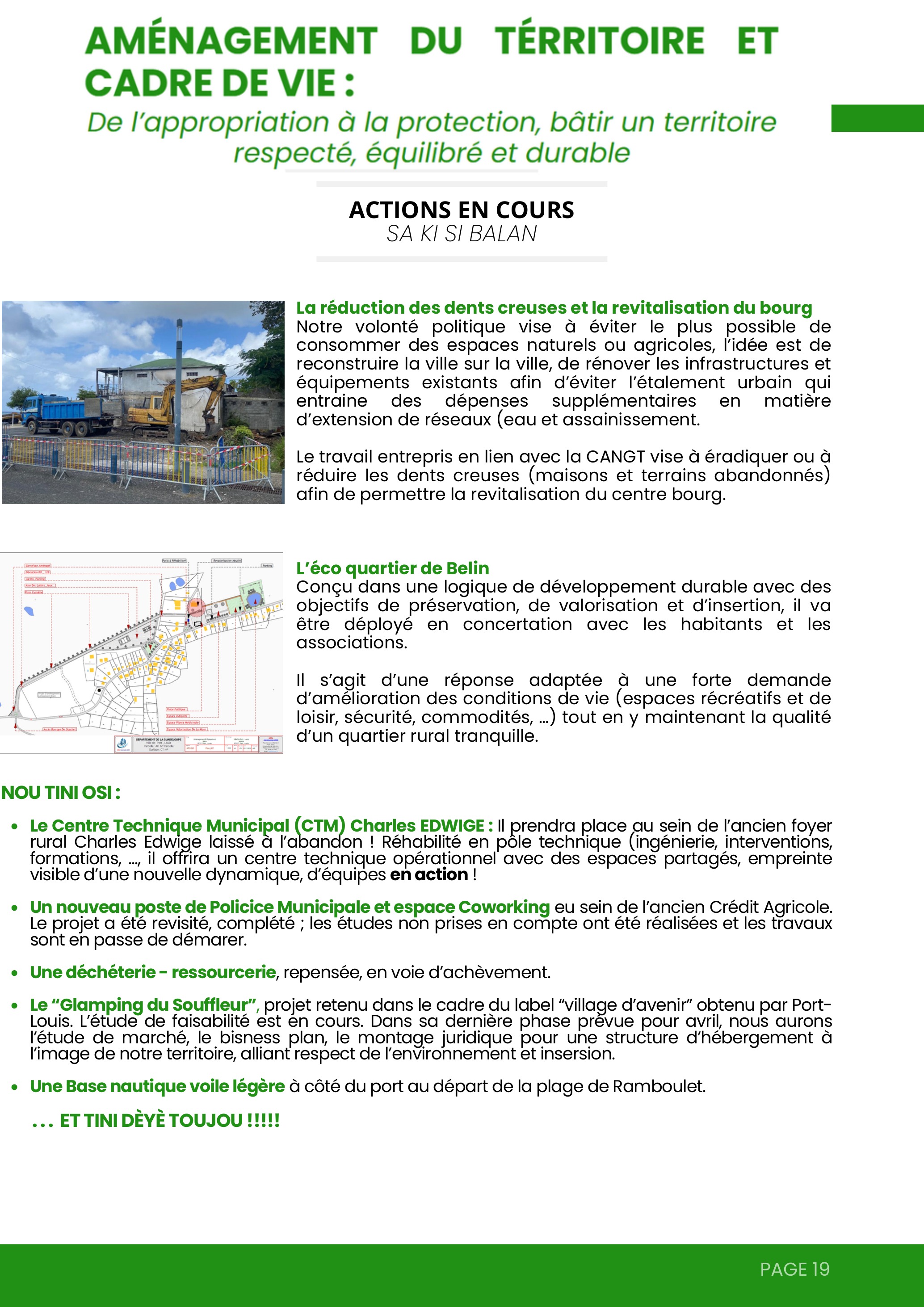 Aménagement — Actions en cours (Belin, CTM, coworking)