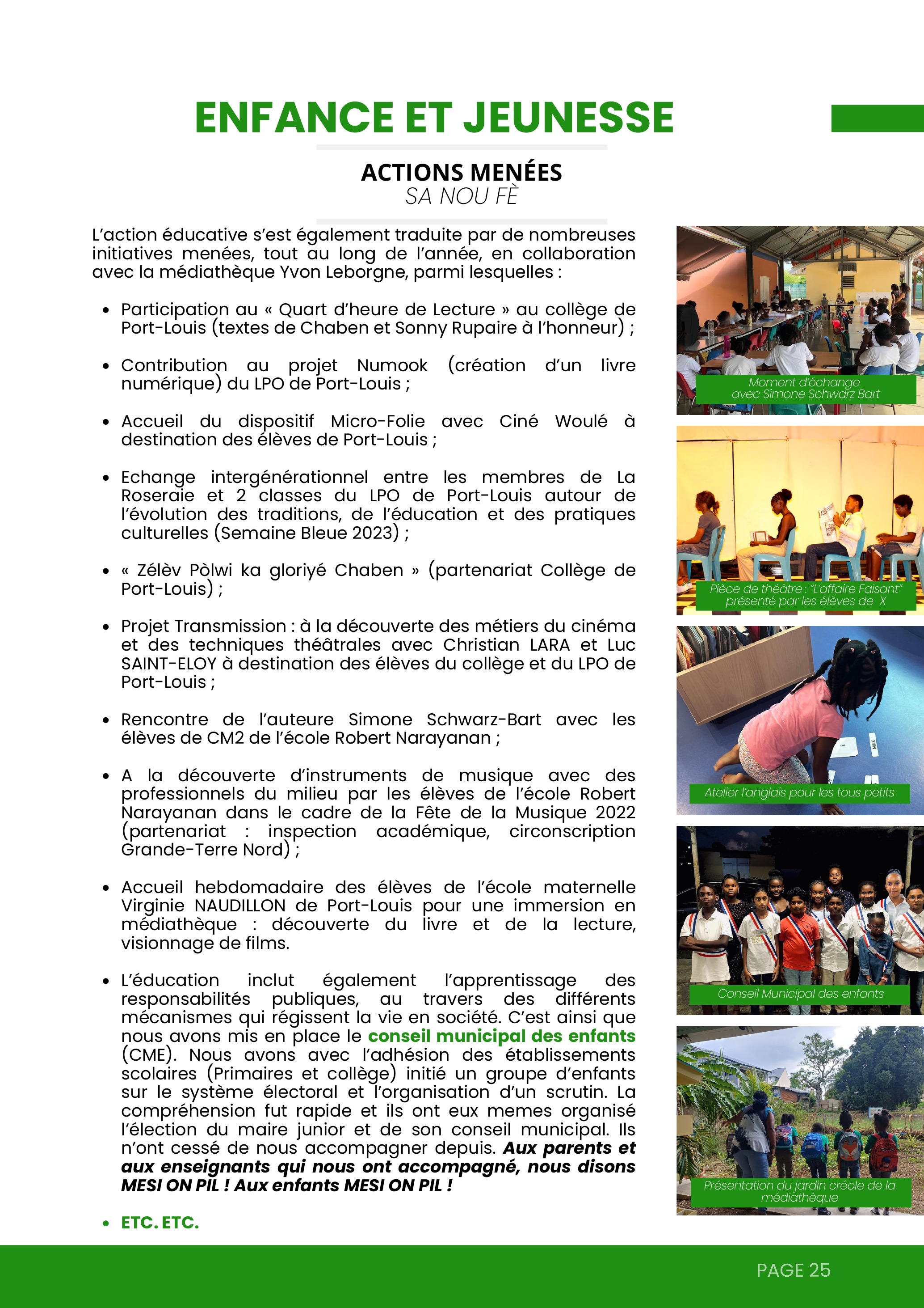 Enfance et jeunesse — Actions éducatives