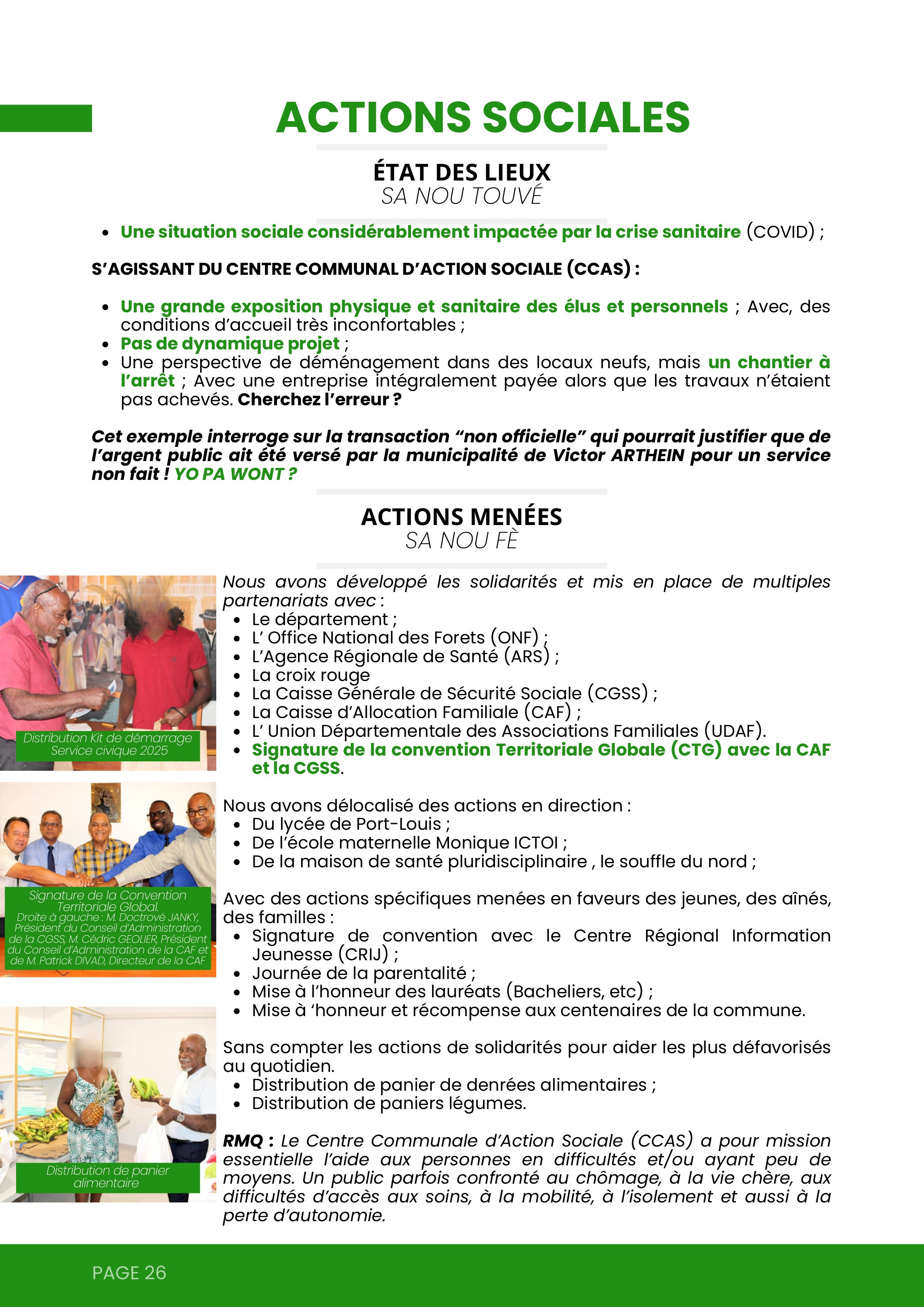 Actions sociales — Partenariats et solidarité