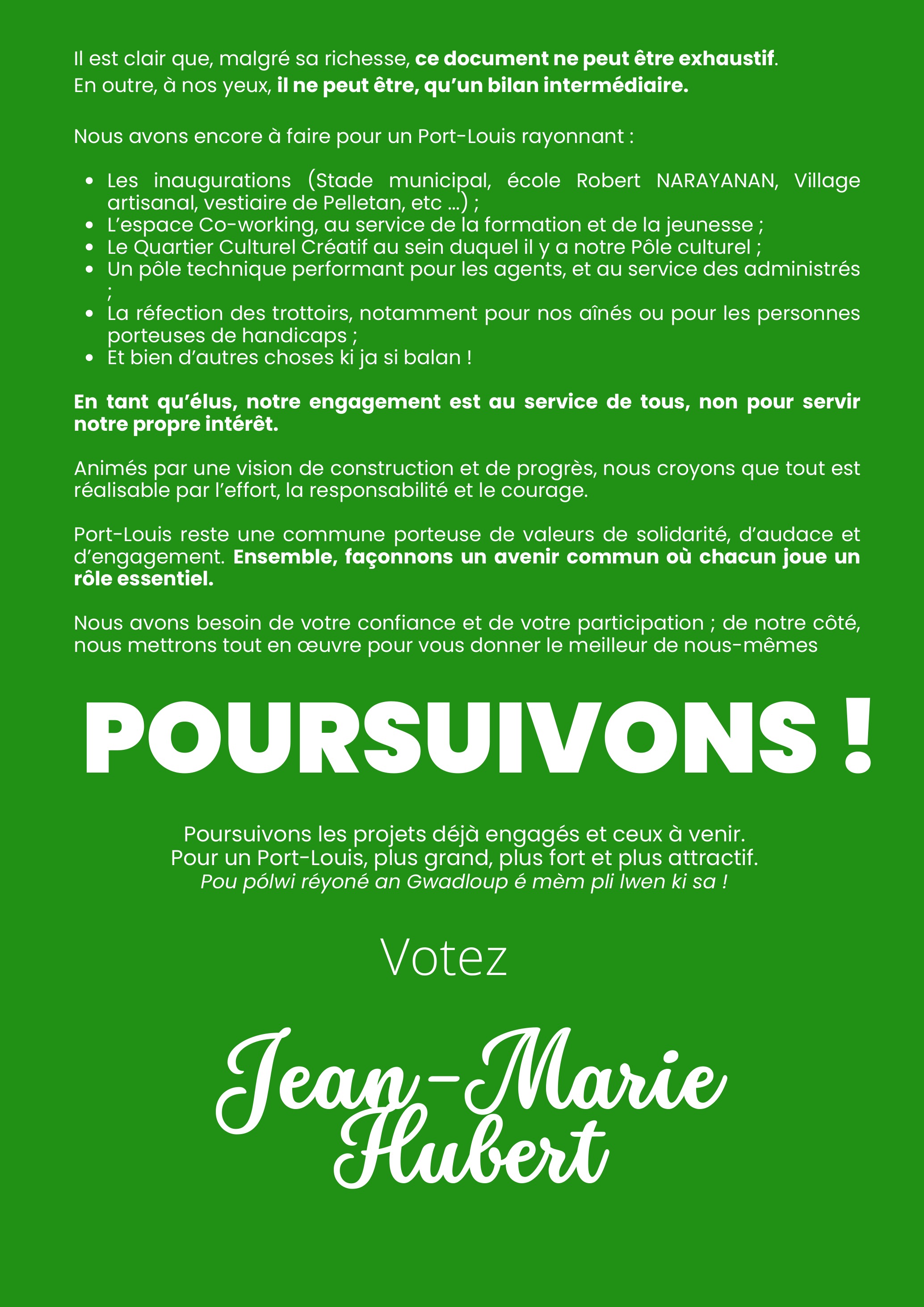 Poursuivons ! Votez Jean-Marie Hubert