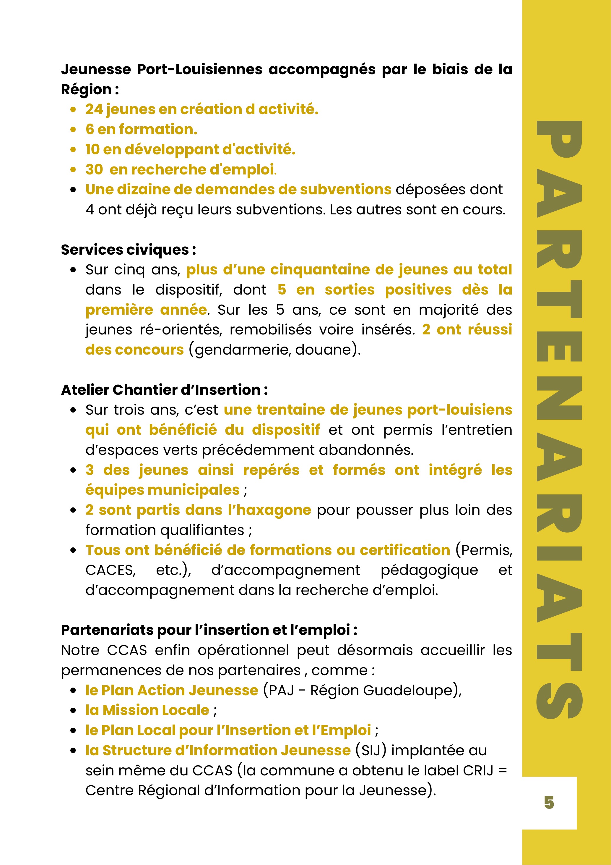 Partenariats — Services civiques, insertion et emploi des jeunes