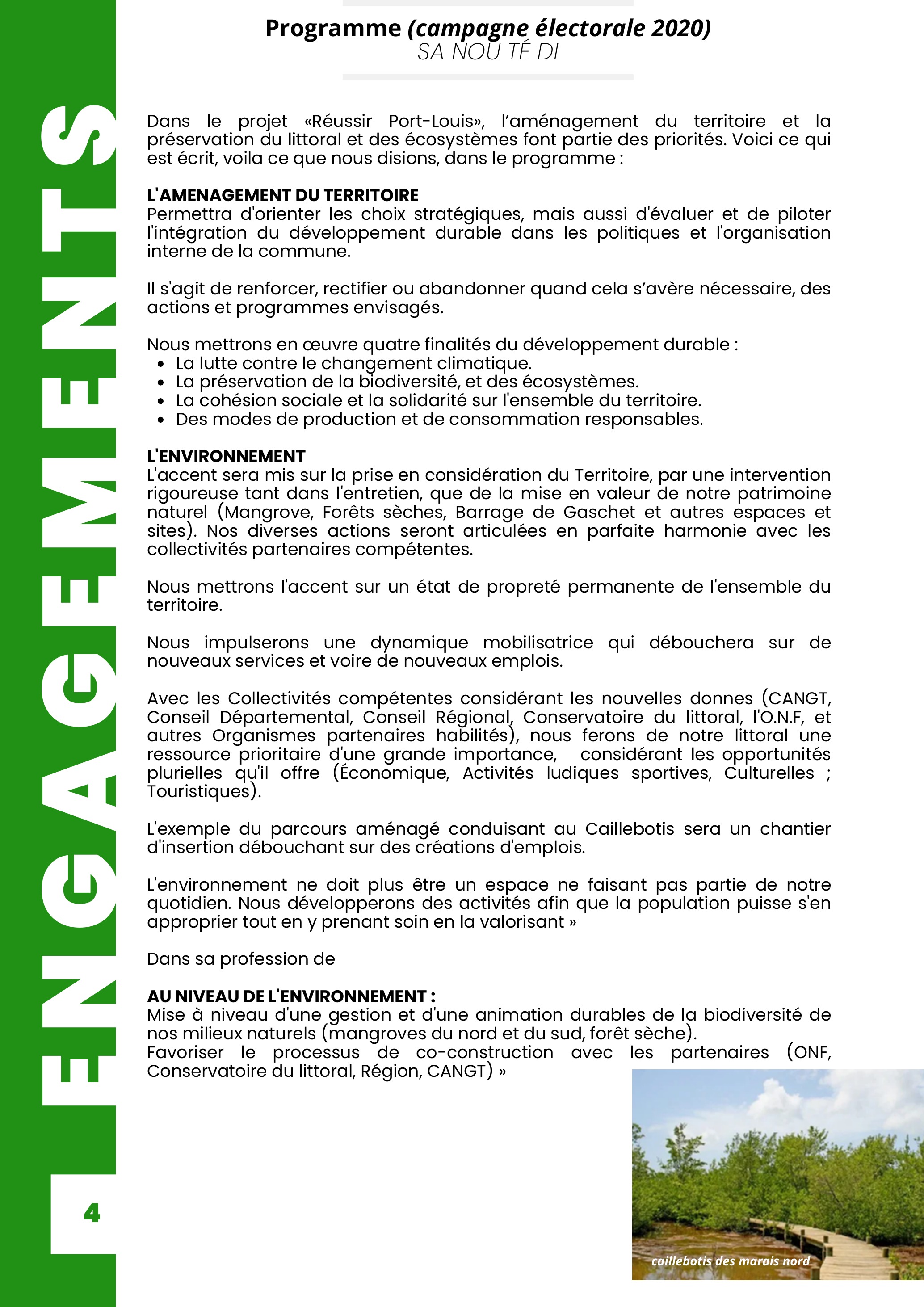 Engagements — Programme campagne électorale 2020